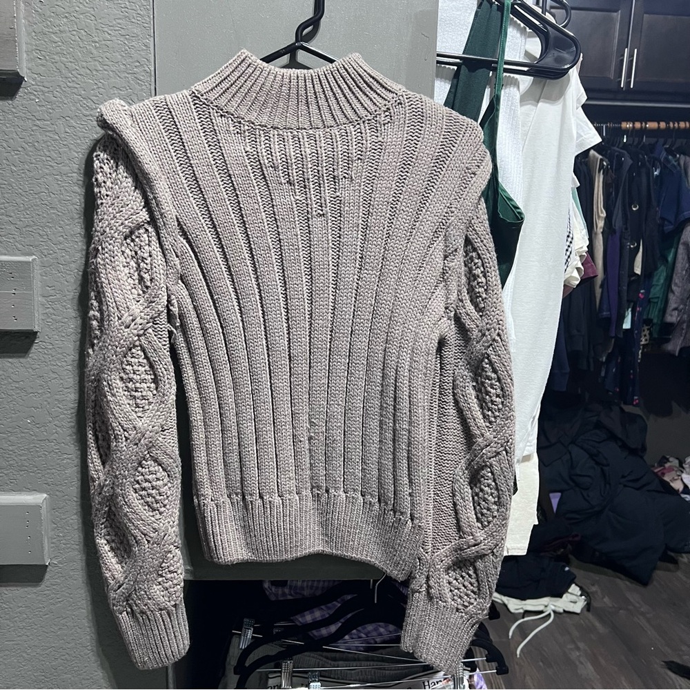 Forever 21 Taupe Cable Knit Turtleneck Sweater